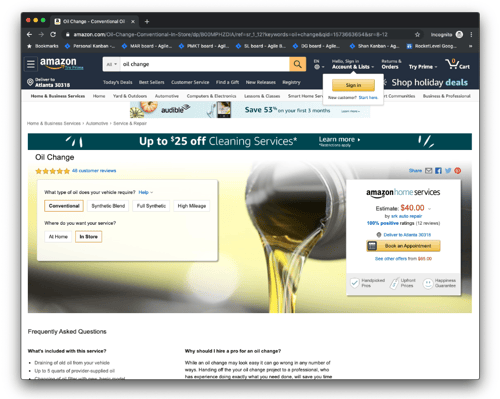 Amazon Oil Change