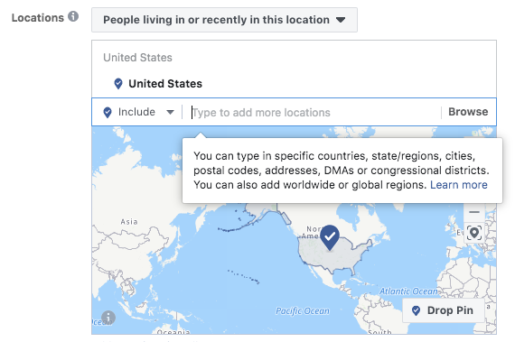 Facebook Location Targeting